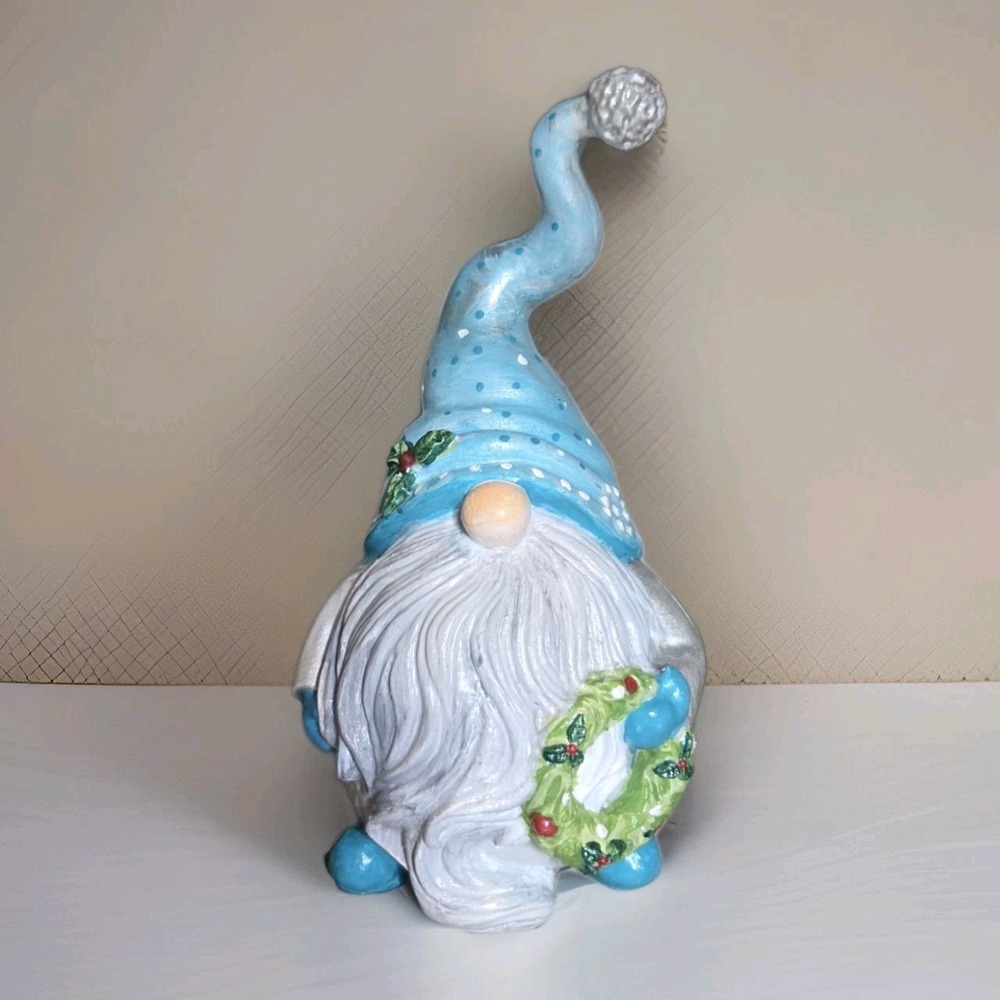Hand‎ Painted Figure Gnome Christmas Holiday Snow Acrylic Fairy Garden Lights